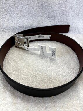 Calvin Klein reversible black/brown belt - silver tone metal buckle NWT Men's S